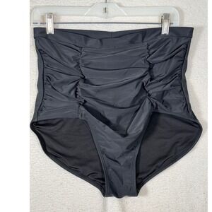 Shapermint Essentials Black Ruched High Waisted Bikini Bottom 2XL Tummy Control